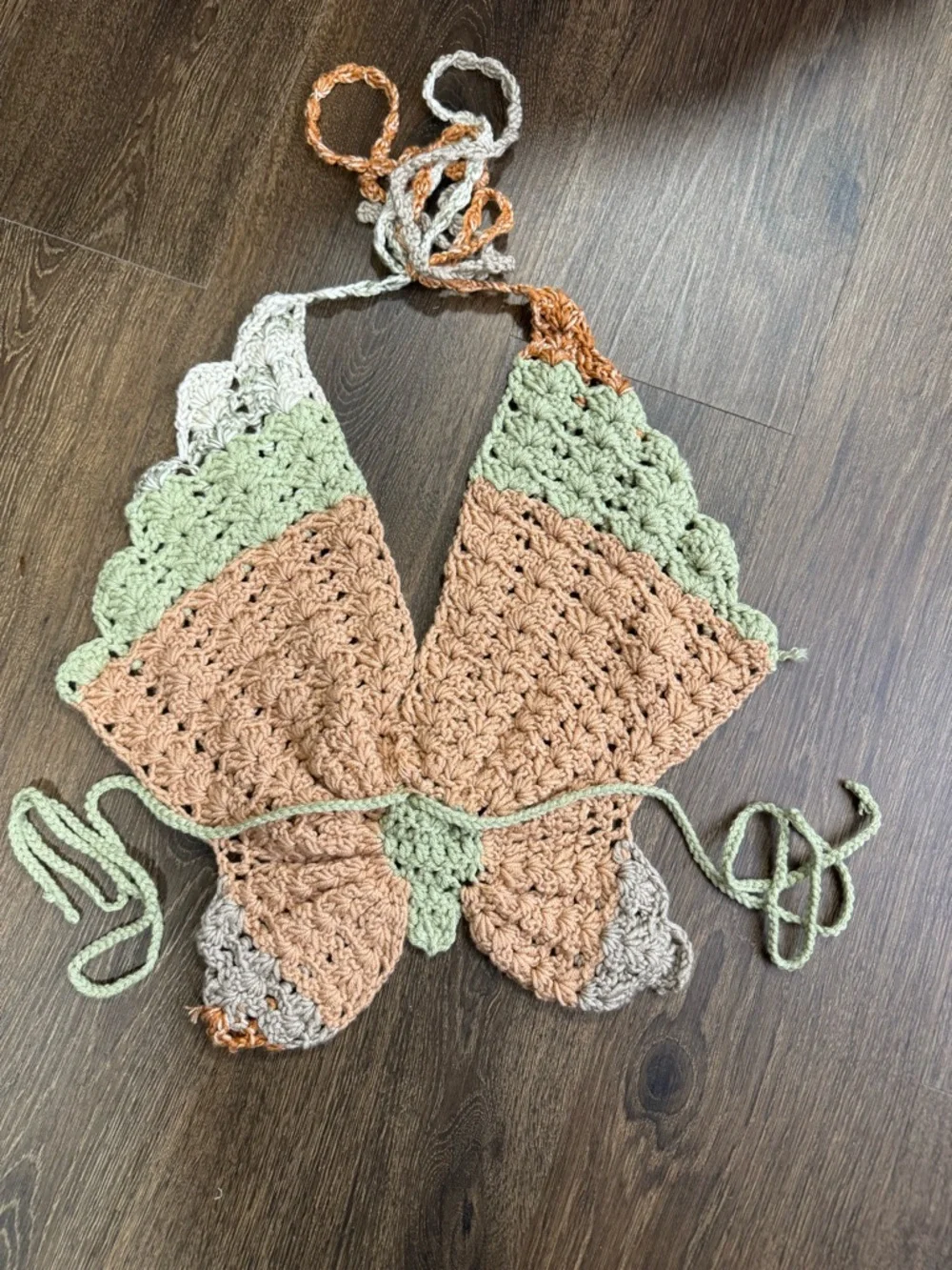 Women's Crochet Butterfly Shaped Crop Top Open Back Indie Boho Festival Hippie - Picture 3 of 10